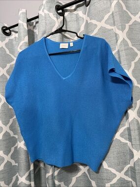 Cyrus Electric Blue V-Neck Short Sleeve Sweater